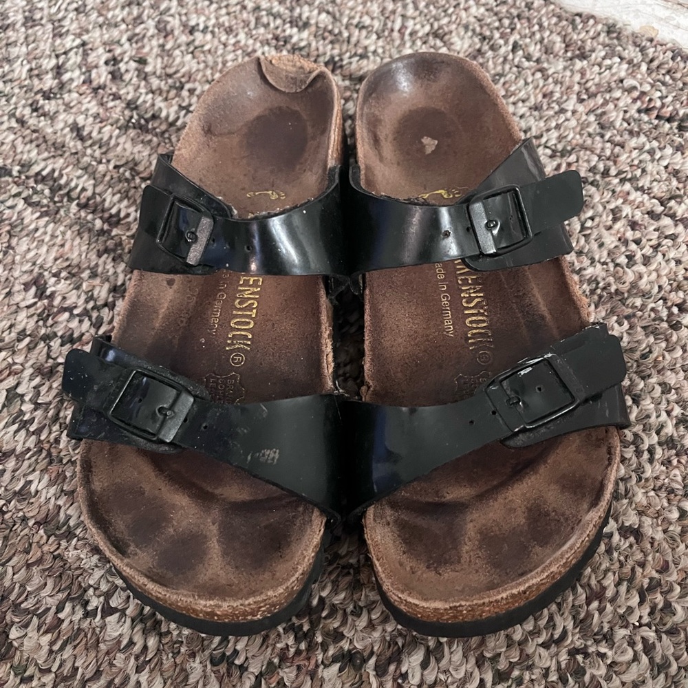 Birkenstock Arizona High Shine Black Patent Leather Sandals 36